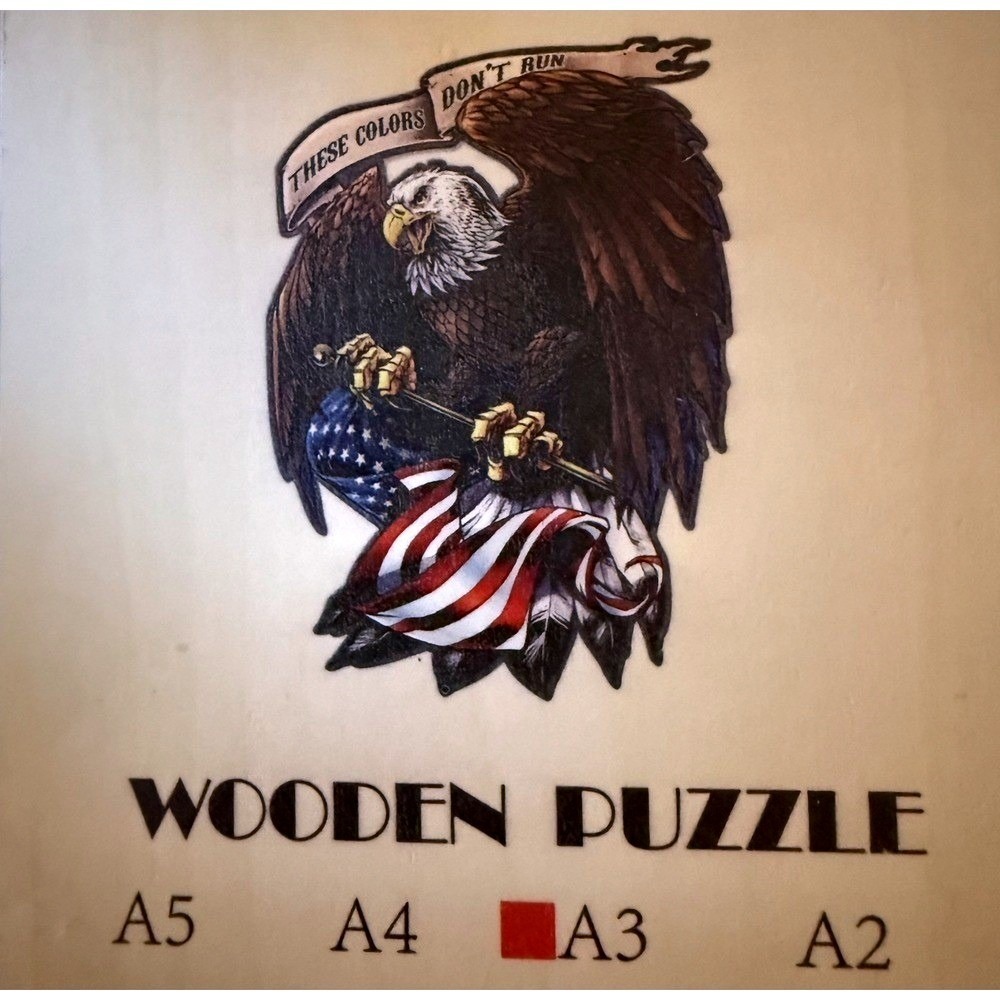 PuzzlesUp Wooden Jigsaw Puzzle Unisex A3 Large Multicolor Excellent‎ Eagle Flag